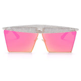 Metal Steampunk Luxury Flat Top Mirror Gradient Square Sunglasses
