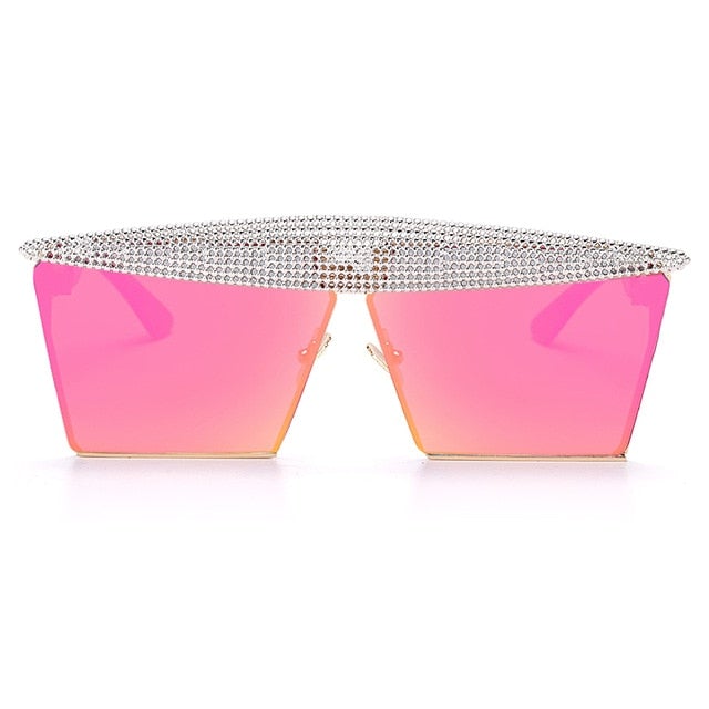 Metal Steampunk Luxury Flat Top Mirror Gradient Square Sunglasses