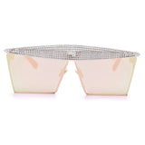 Metal Steampunk Luxury Flat Top Mirror Gradient Square Sunglasses