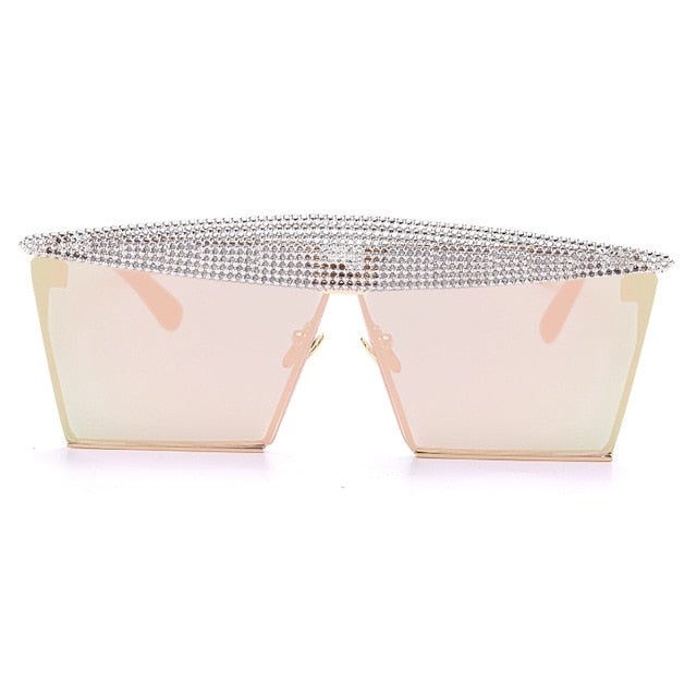 Metal Steampunk Luxury Flat Top Mirror Gradient Square Sunglasses