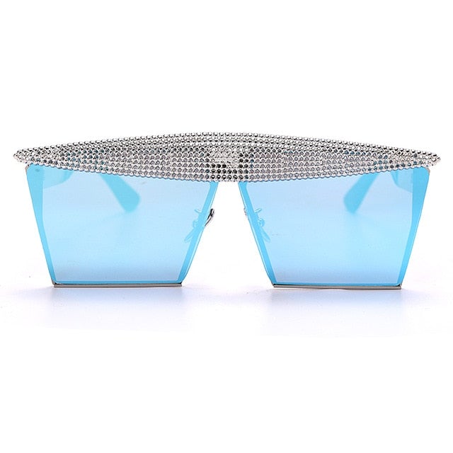 Metal Steampunk Luxury Flat Top Mirror Gradient Square Sunglasses