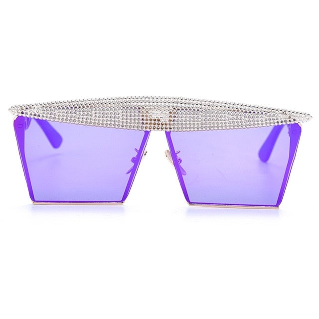 Metal Steampunk Luxury Flat Top Mirror Gradient Square Sunglasses