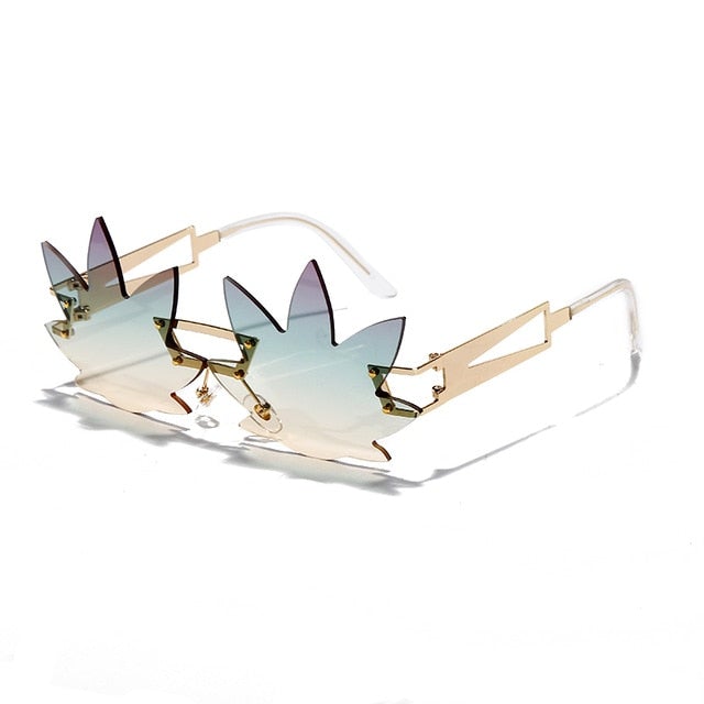 Lady Jane Design Gradient Mirror Lens Retro Rimless Sunglasses