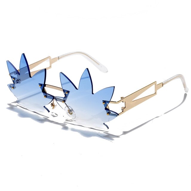 Lady Jane Design Gradient Mirror Lens Retro Rimless Sunglasses