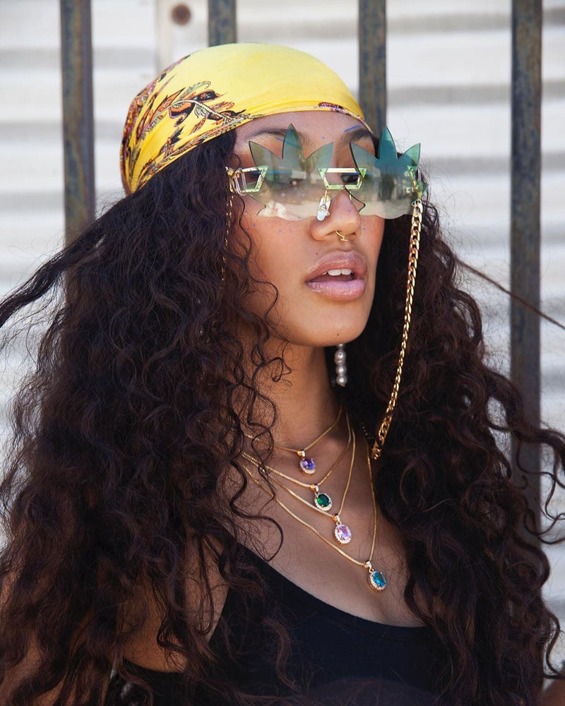Lady Jane Design Gradient Mirror Lens Retro Rimless Sunglasses