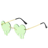 Heart Tears Shape Steampunk Mirror Gradient Vintage Rimless Sunglasses