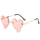 Heart Tears Shape Steampunk Mirror Gradient Vintage Rimless Sunglasses