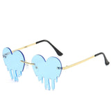 Heart Tears Shape Steampunk Mirror Gradient Vintage Rimless Sunglasses