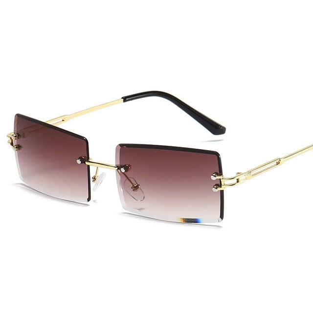 Rimless Gradient Rectangle Sunglasses