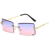 Rimless Gradient Rectangle Sunglasses