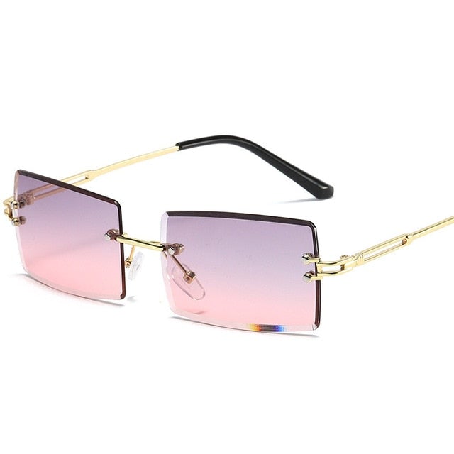 Rimless Gradient Rectangle Sunglasses