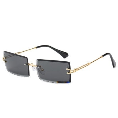 Rimless Gradient Rectangle Sunglasses