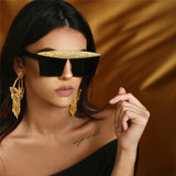 Metal Steampunk Luxury Flat Top Mirror Gradient Square Sunglasses