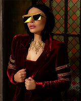 Metal Steampunk Luxury Flat Top Mirror Gradient Square Sunglasses