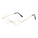 Vintage Clear Ocean Lens Rimless Dragonfly Wing Sunglasses