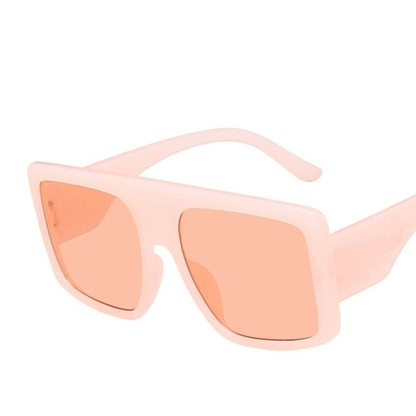 Oversized Curve Frame Flat Top Gradient Lens Mask Sunglasses