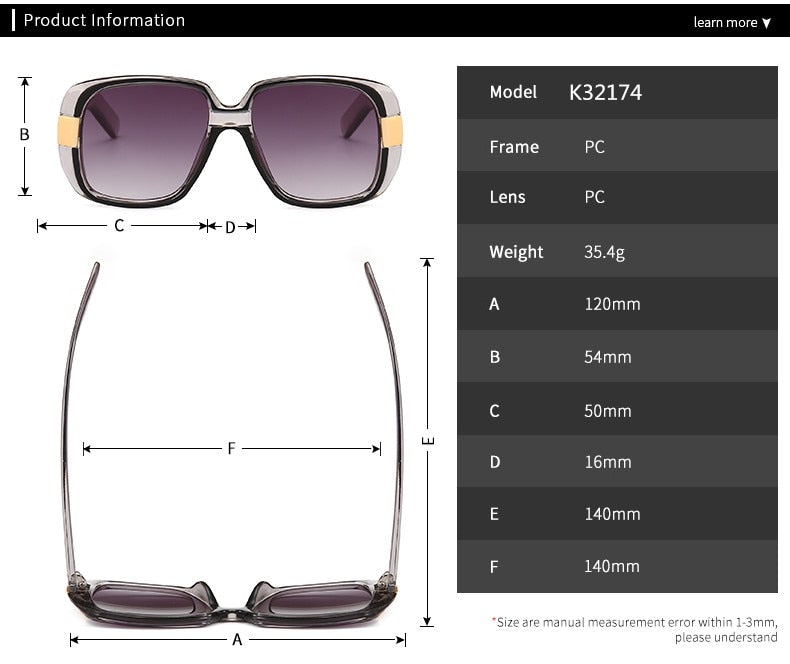 Big Frame Vintage Square Sunglasses