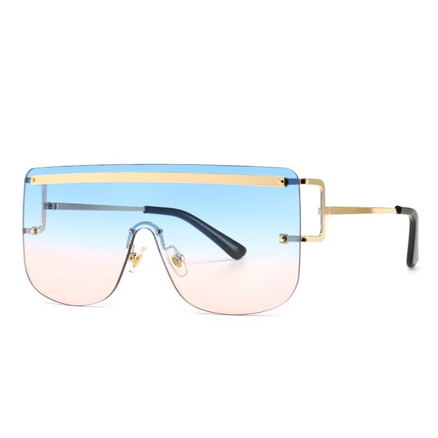 Oversized Rimless Goggle Square Sunglasses