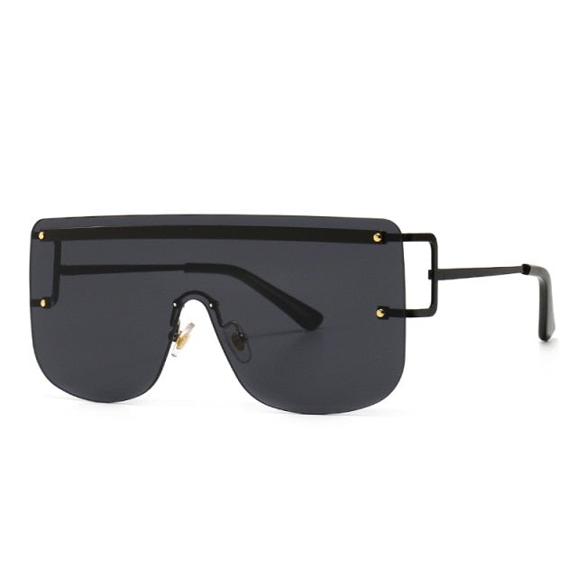 Oversized Rimless Goggle Square Sunglasses