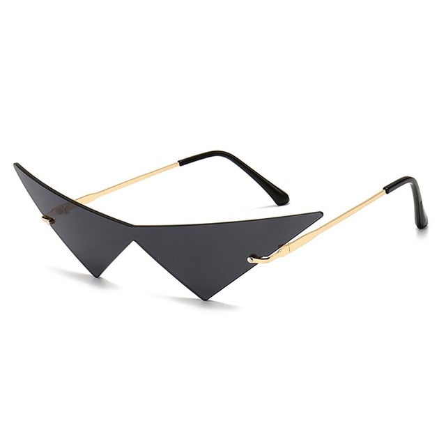 Triangle Vintage Rimless Clear Ocean Lens Cat Eye Sunglasses