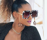 Vintage Big Shade Square Sunglass With Gold Chain