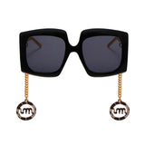 Vintage Big Shade Square Sunglass With Gold Chain