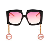 Vintage Big Shade Square Sunglass With Gold Chain