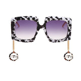 Vintage Big Shade Square Sunglass With Gold Chain