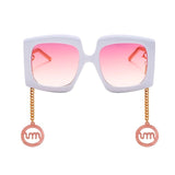 Vintage Big Shade Square Sunglass With Gold Chain