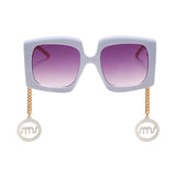 Vintage Big Shade Square Sunglass With Gold Chain