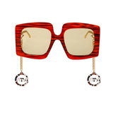 Vintage Big Shade Square Sunglass With Gold Chain