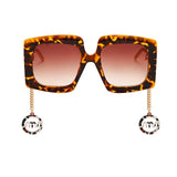 Vintage Big Shade Square Sunglass With Gold Chain