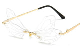 Steampunk Dragonfly Rimless Retro Sunglasses