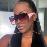 Vintage Luxury Design Oversized Metal Square Sunglasses