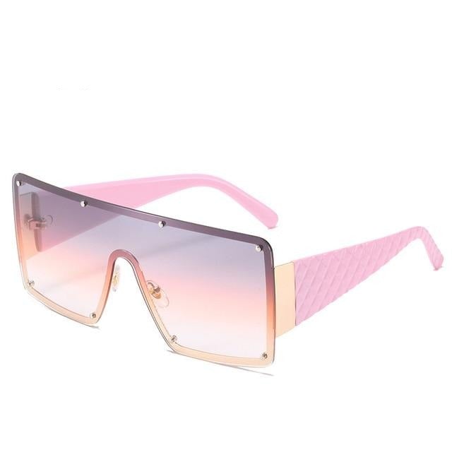 Vintage Luxury Design Oversized Metal Square Sunglasses