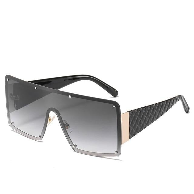 Vintage Luxury Design Oversized Metal Square Sunglasses