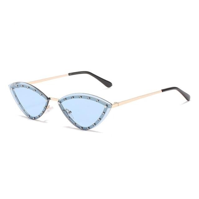 Rimless Triangle With Crystal Cat Eye Sunglasses