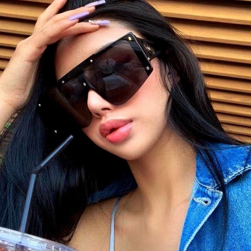 Vintage Rimless Flat Square Sunglasses