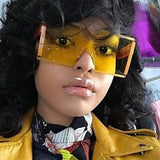 Rimless Flat Top Oversized Square Sunglasses