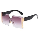 Rimless Flat Top Oversized Square Sunglasses