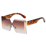 Rimless Flat Top Oversized Square Sunglasses