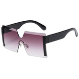 Rimless Flat Top Oversized Square Sunglasses