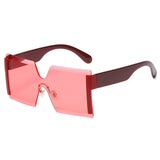 Rimless Flat Top Oversized Square Sunglasses