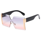 Rimless Flat Top Oversized Square Sunglasses