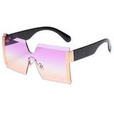 Rimless Flat Top Oversized Square Sunglasses