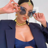 Rimless Overisized Butterfly Cat Eye Sunglasses