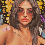 Rimless Overisized Butterfly Cat Eye Sunglasses