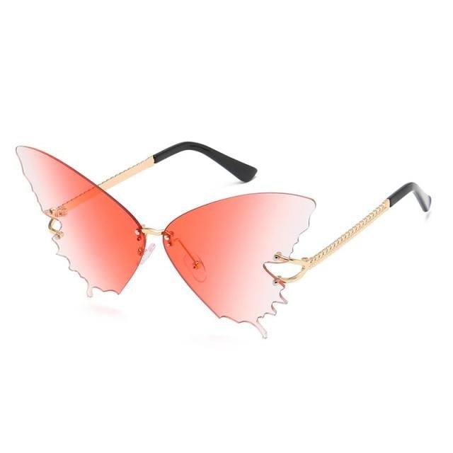 Rimless Overisized Butterfly Cat Eye Sunglasses