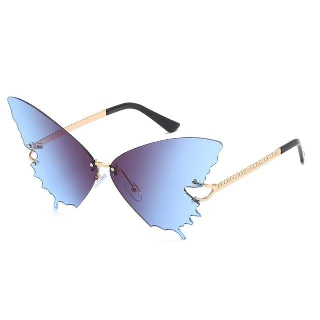Rimless Overisized Butterfly Cat Eye Sunglasses