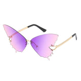 Rimless Overisized Butterfly Cat Eye Sunglasses